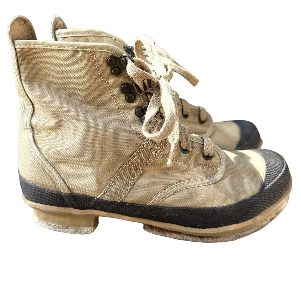 Hodgman Lakestream Wading Outdoor Boots Lace Up Leather Canvas Tan 9 19205